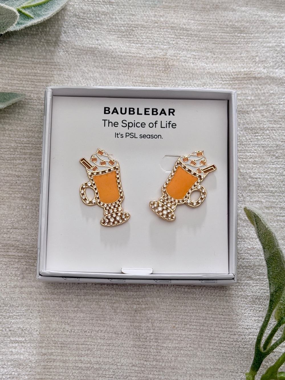 BaubleBar Spice of Life PSL Latte Earrings NIB Fall pumpkin spice latte season